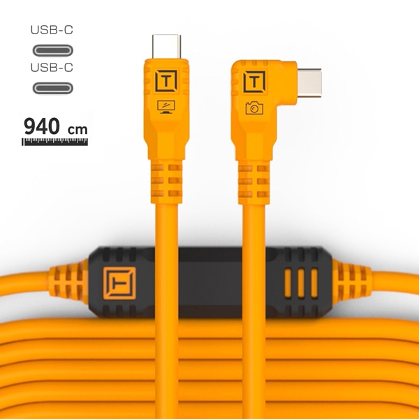 TETHER TOOLS(テザーツールズ) テザープロ USB-C トゥ USB-C ストレート/ライト アングル ケーブル(9.4m) オレンジ CUC31RT2-ORG