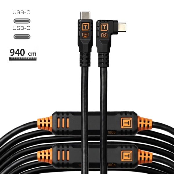 【-6/14キャンペーン】TETHER TOOLS(テザーツールズ) テザープロ オプティマ 10G USB-C ケーブル ライトアングル(9.4m) ブラック CUC31RTG2-BLK