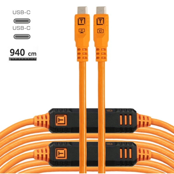 【-6/14キャンペーン】TETHER TOOLS(テザーツールズ) テザープロ オプティマ 10G USB-C ケーブル(9.4m) オレンジ CUC31G2-ORG