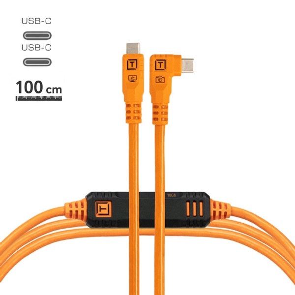 【-6/14キャンペーン】TETHER TOOLS(テザーツールズ) テザープロ オプティマ 10G USB-C ケーブル ライトアングル(1m) / CUC03RTG2B-ORG