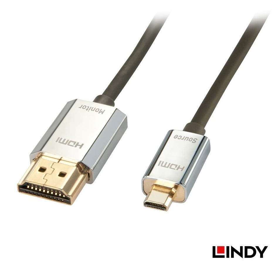 LINDY(リンディー) CROMO LINE HDMI 2.0 Type-A to Type-D 極細ケーブル 0.5m 41680