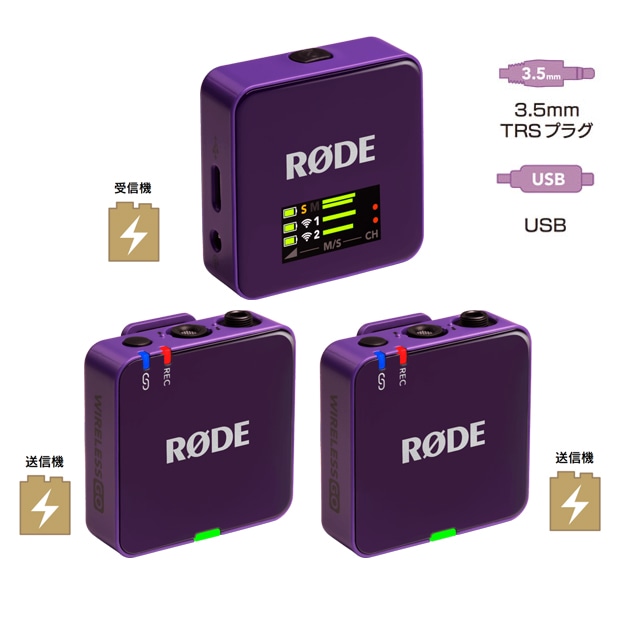 【保護シート付き】RODE(ロード) ワイヤレスゴー（第三世代） パープル / 32bit float対応ワイヤレスマイク / WIGOGEN3PUR